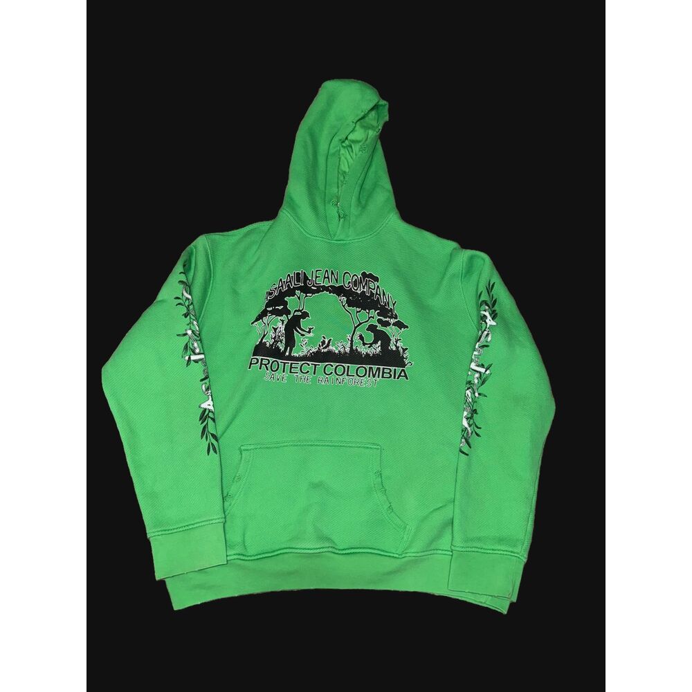 Asaali Save The Rainforest Hoodie Mens 3XL Green Graphic Streetwear Pullover